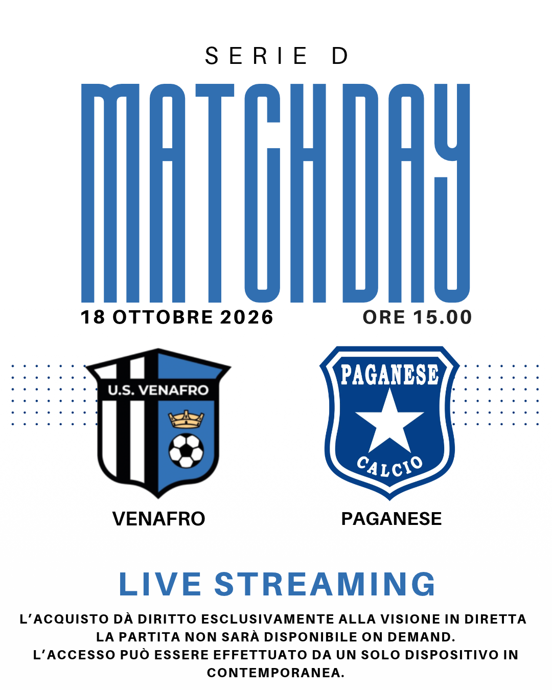 [Live] Venafro VS Paganese | Serie D