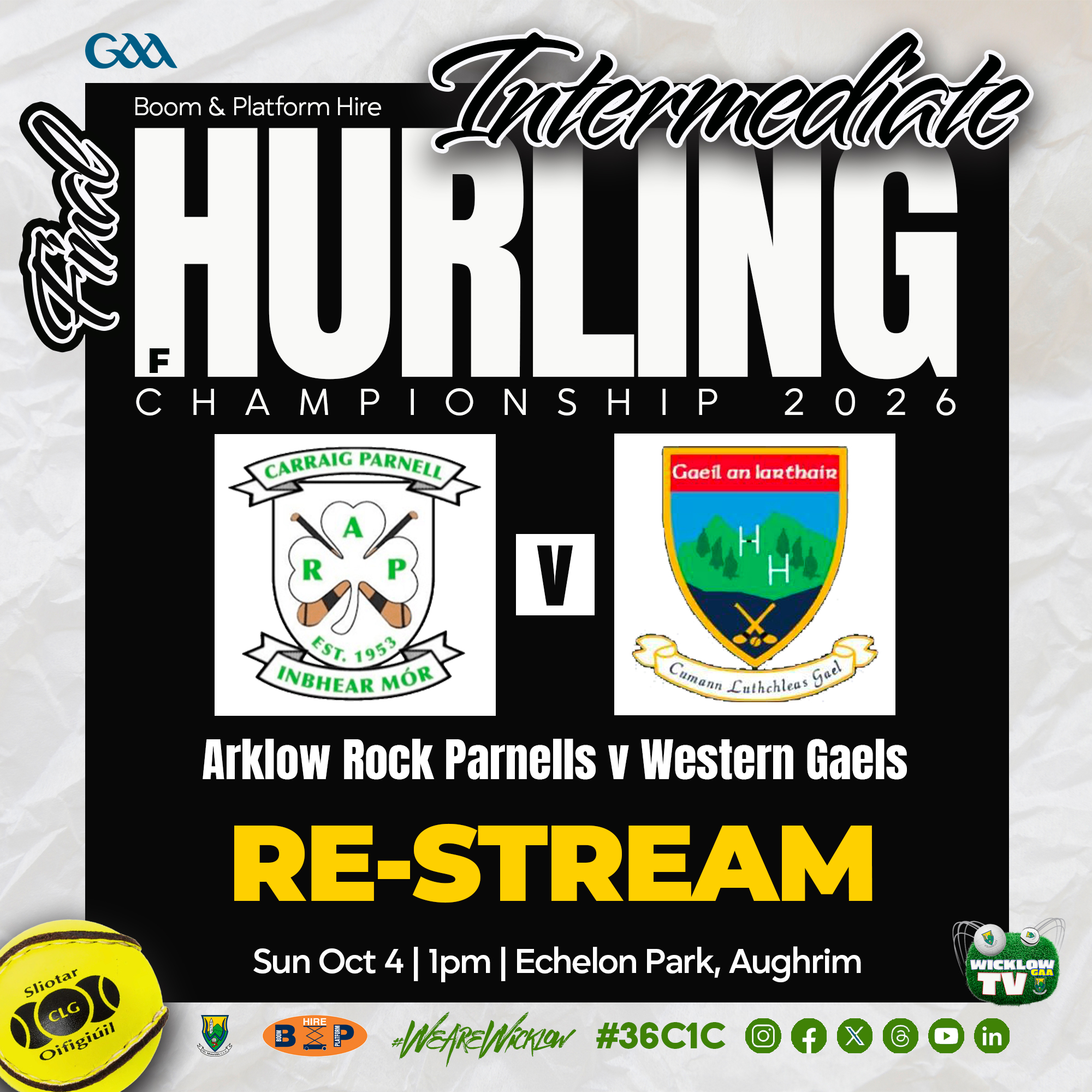 IHC Final Re-Stream | Arklow Rock Parnells v Western Gaels